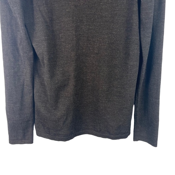 Theory Pullover Wool Blend Scoop Neck Sweater Size Medium Dark Gray Pleated - Picture 3 of 7